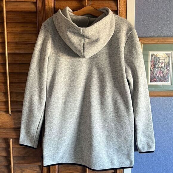 Fleece-Lined Zip-Pocket Everlast Funnel Neck Grey Hoodie Thick - Picture 2 of 12